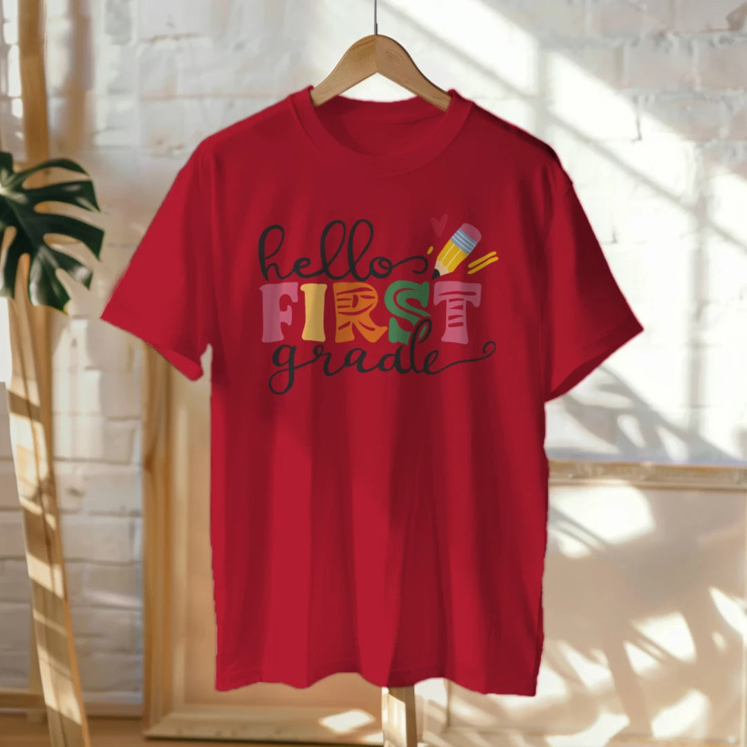 π¨π Hello First Grade! β Whimsical & Bright Tee for Big School Energy π«π