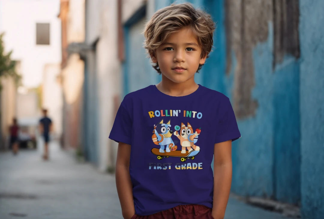 πΉπ Rollinβ Into First Grade β Bluey & Bingo Back-to-School Tee πΆπ