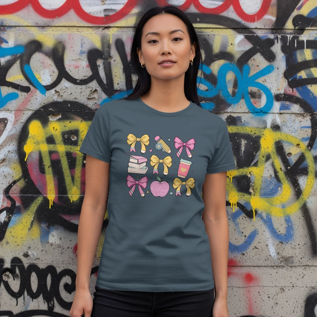 ๐โจ Pastel Teacherโs Grid Tee ๐๐