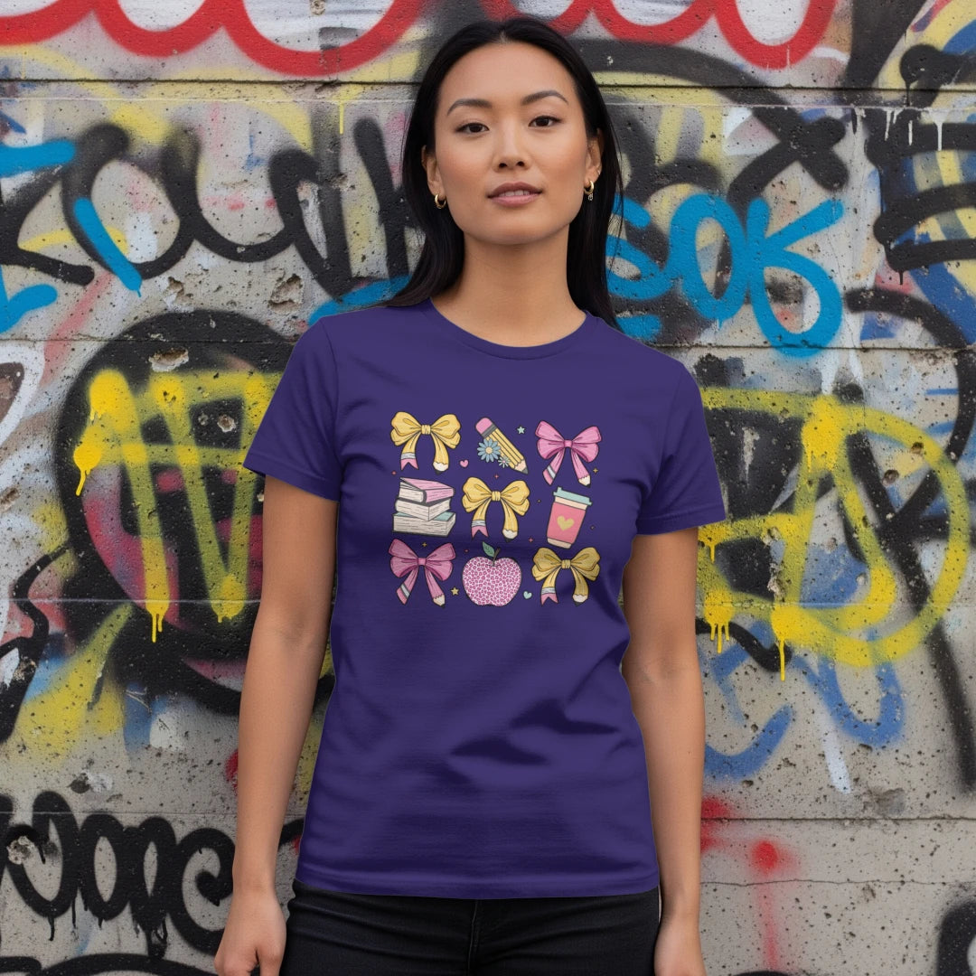 ๐โจ Pastel Teacherโs Grid Tee ๐๐