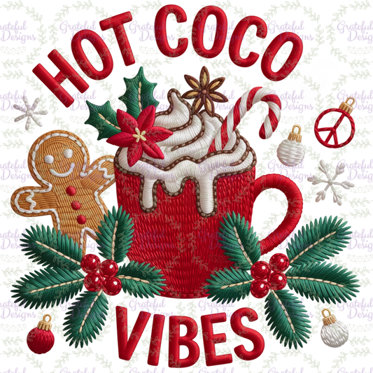 ☕🎅 “Hot Cocoa Vibes” Embroidered-Style ☕🎅