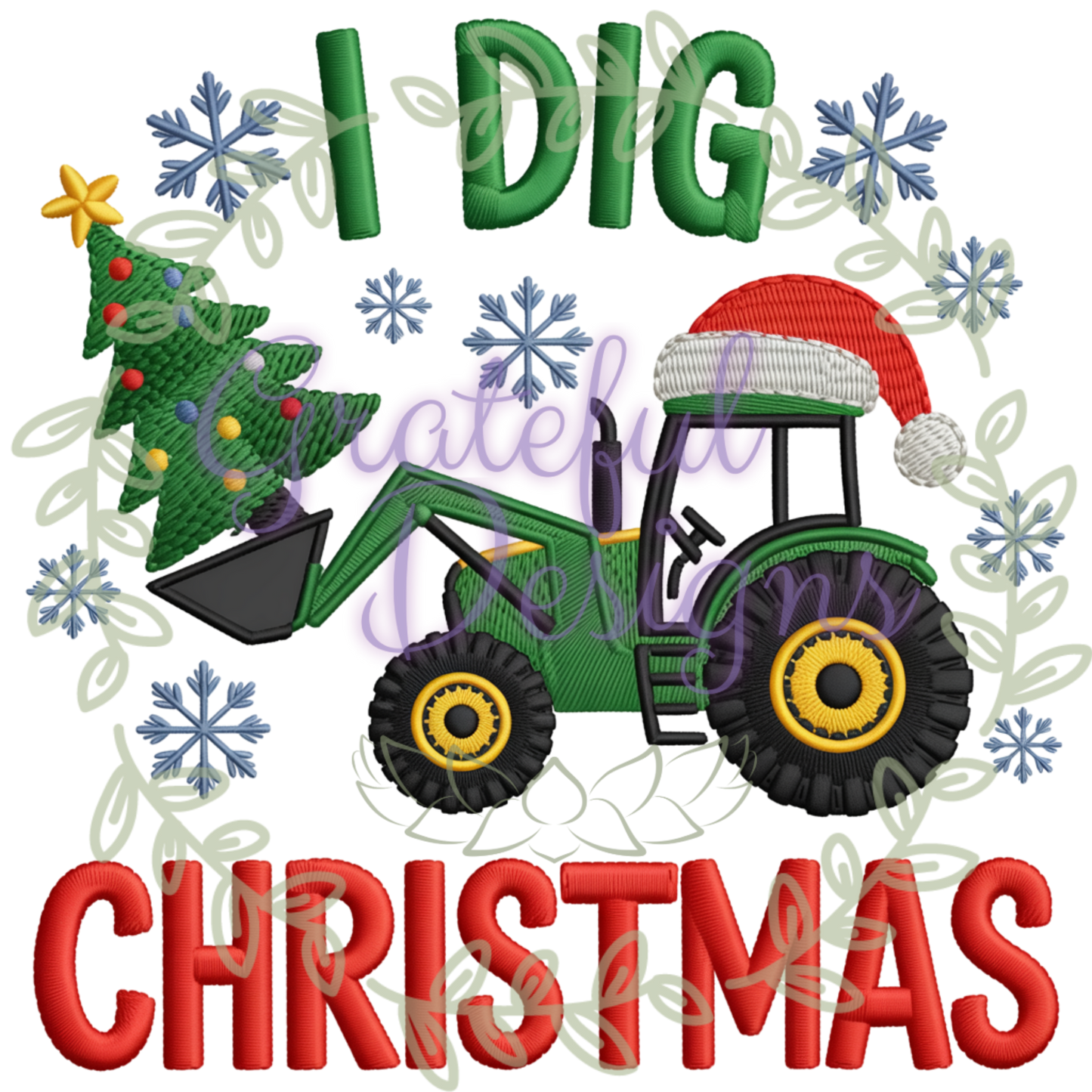 🎄🚧I Dig Christmas” Faux-Embroidery Tee 🚧🎄