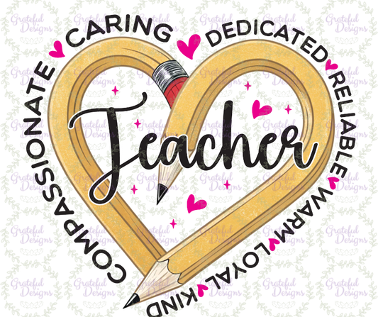 🍎✏️Teacher Pencil Heart Design🍎✏️