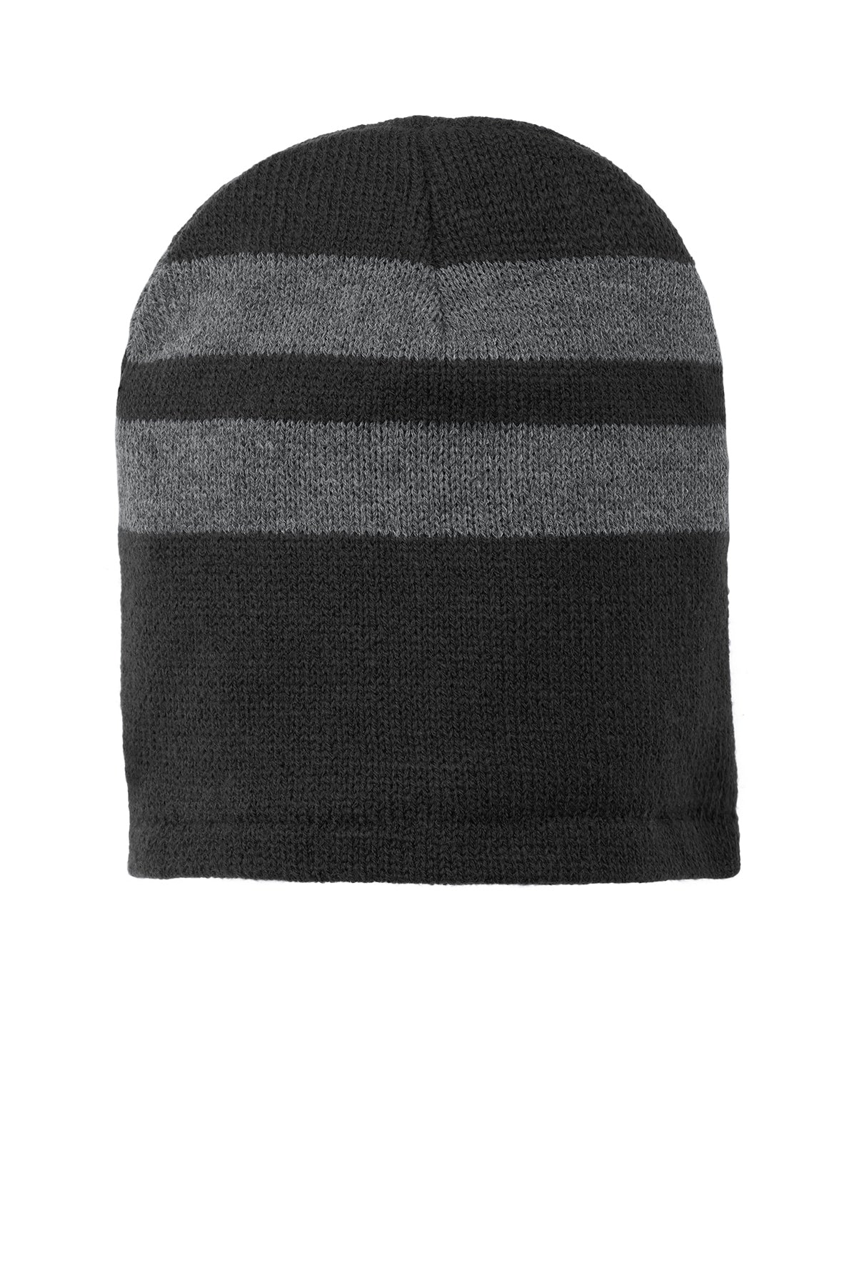 🧊🧶 Port & Co™ Fleece-Lined Striped Beanie Cap C922🧢✨