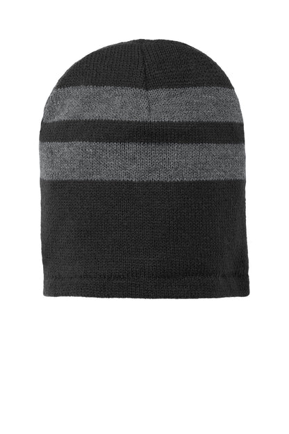 🧊🧶 Port & Co™ Fleece-Lined Striped Beanie Cap C922🧢✨