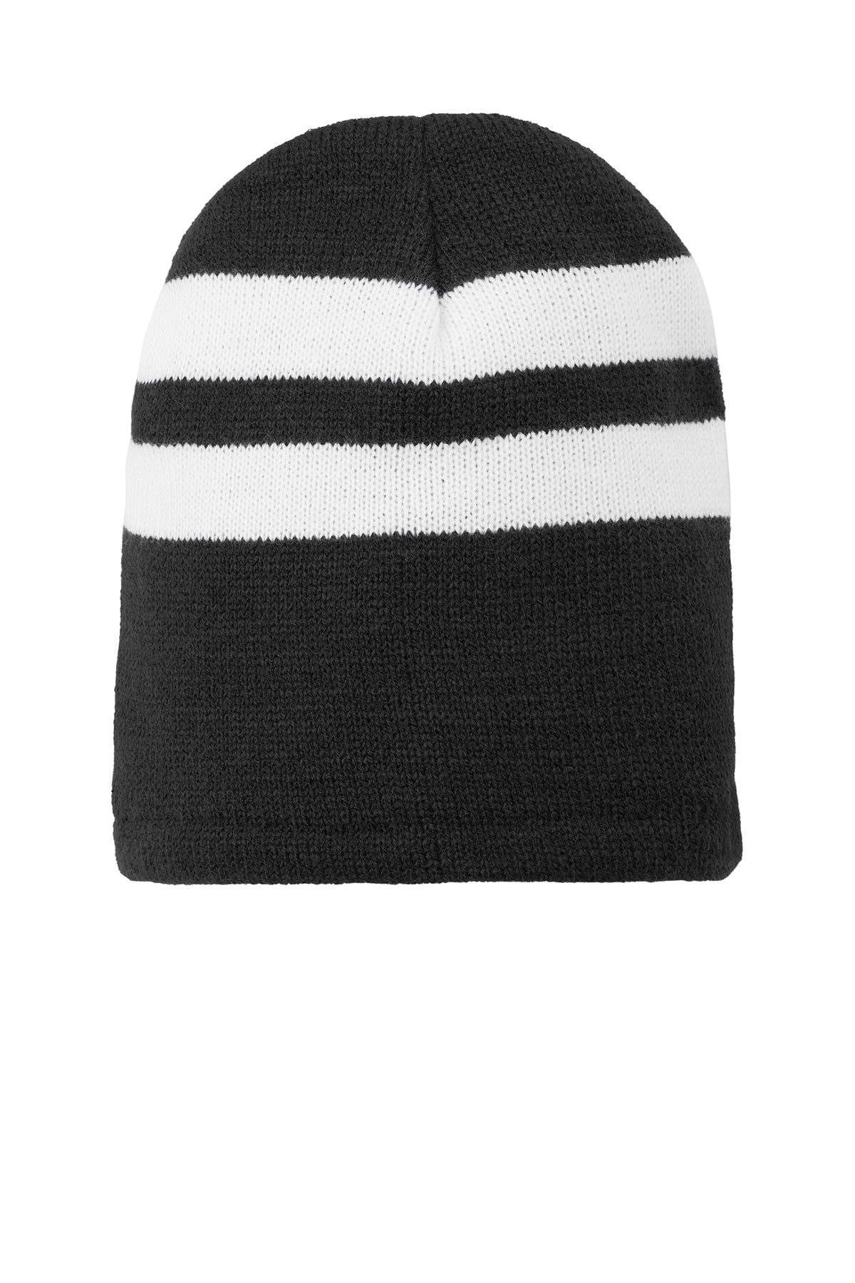 🧊🧶 Port & Co™ Fleece-Lined Striped Beanie Cap C922🧢✨