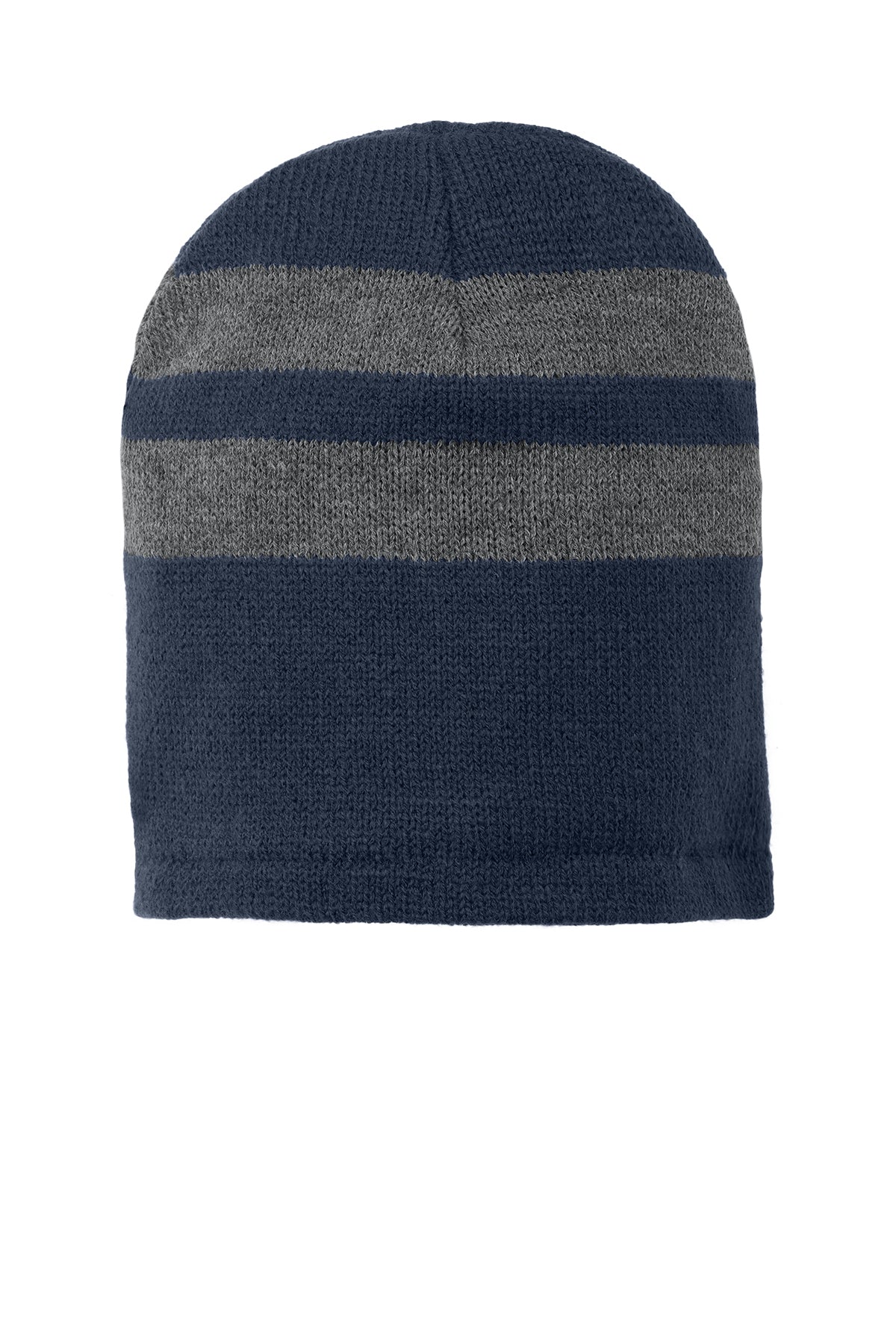 🧊🧶 Port & Co™ Fleece-Lined Striped Beanie Cap C922🧢✨
