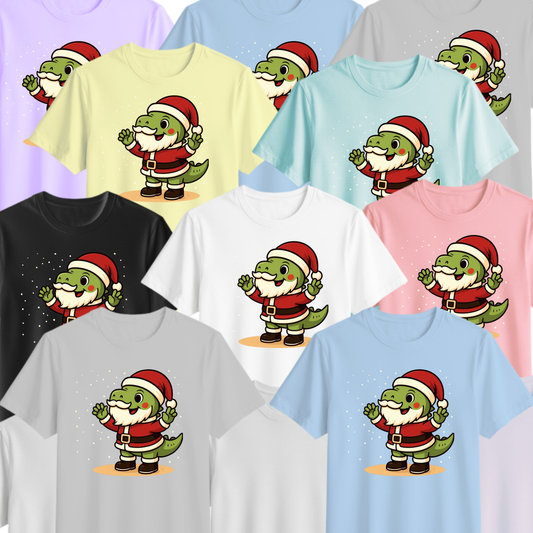 :  🦖🎅 Dodd Dino Santa Tee – Jingle ROAR All the Way! 🎄✨