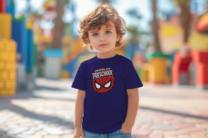 🕸️🎒 "Swinging Into Preschool" – Web Mask Edition Tee 🕷️✨
