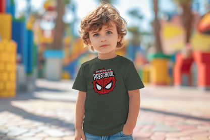 🕸️🎒 "Swinging Into Preschool" – Web Mask Edition Tee 🕷️✨