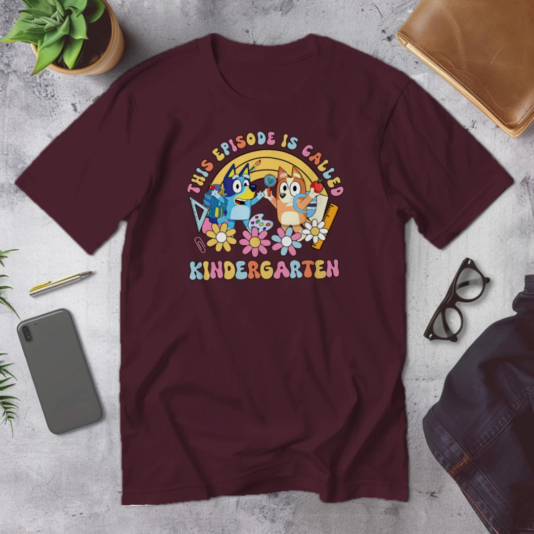 🎬🖍️ "This Episode is Called Kindergarten" – Big Kid Debut Tee 💙🐾