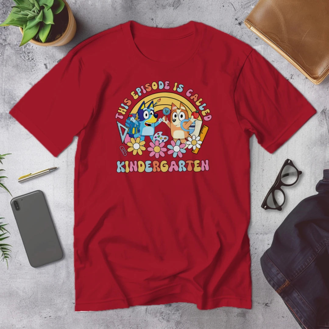 🎬🖍️ "This Episode is Called Kindergarten" – Big Kid Debut Tee 💙🐾