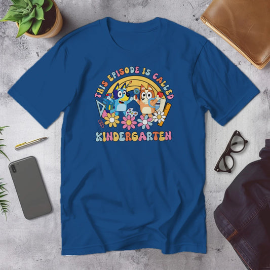 🎬🖍️ "This Episode is Called Kindergarten" – Big Kid Debut Tee 💙🐾