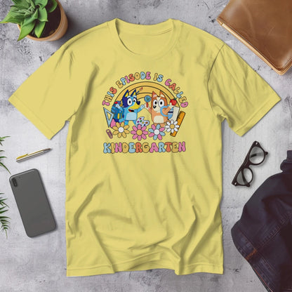 🎬🖍️ "This Episode is Called Kindergarten" – Big Kid Debut Tee 💙🐾