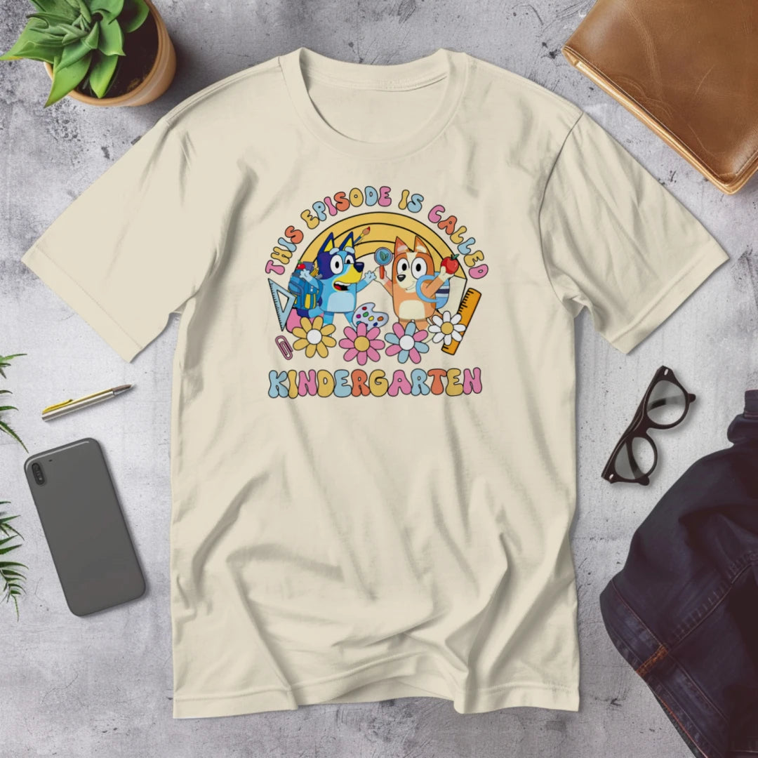 🎬🖍️ "This Episode is Called Kindergarten" – Big Kid Debut Tee 💙🐾