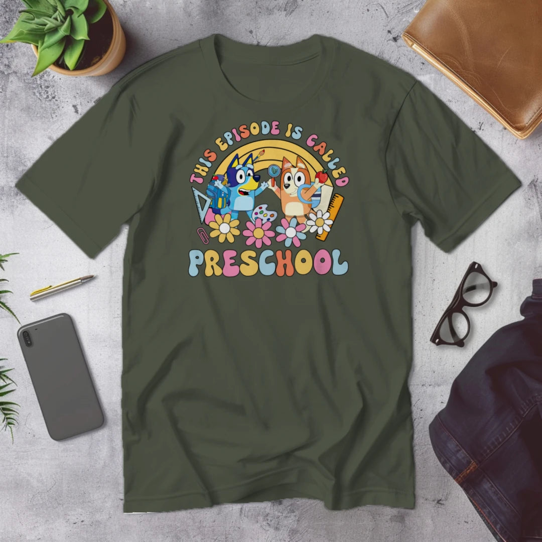 🎬🍎 "This Episode is Called Preschool" – Big Day Tee 🐾💛