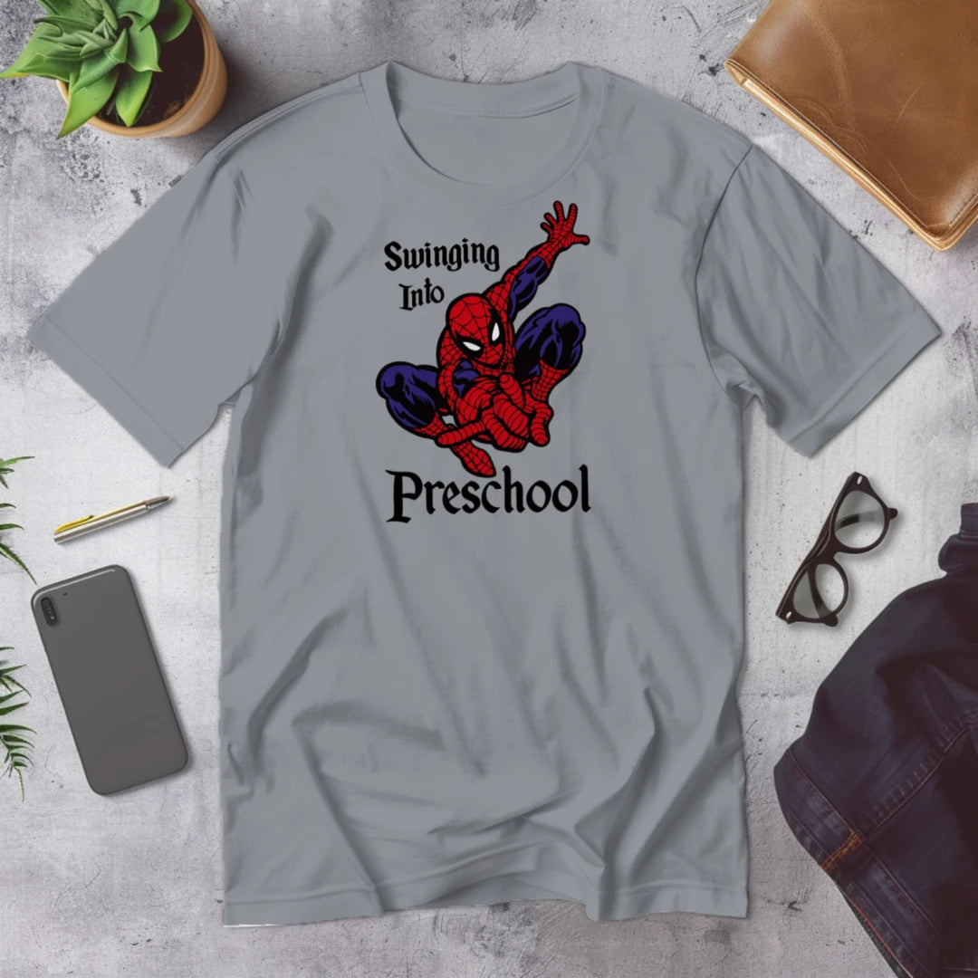 🕷️🕸️ "Swinging Into Preschool" – Spidey Start Tee 🏫💥