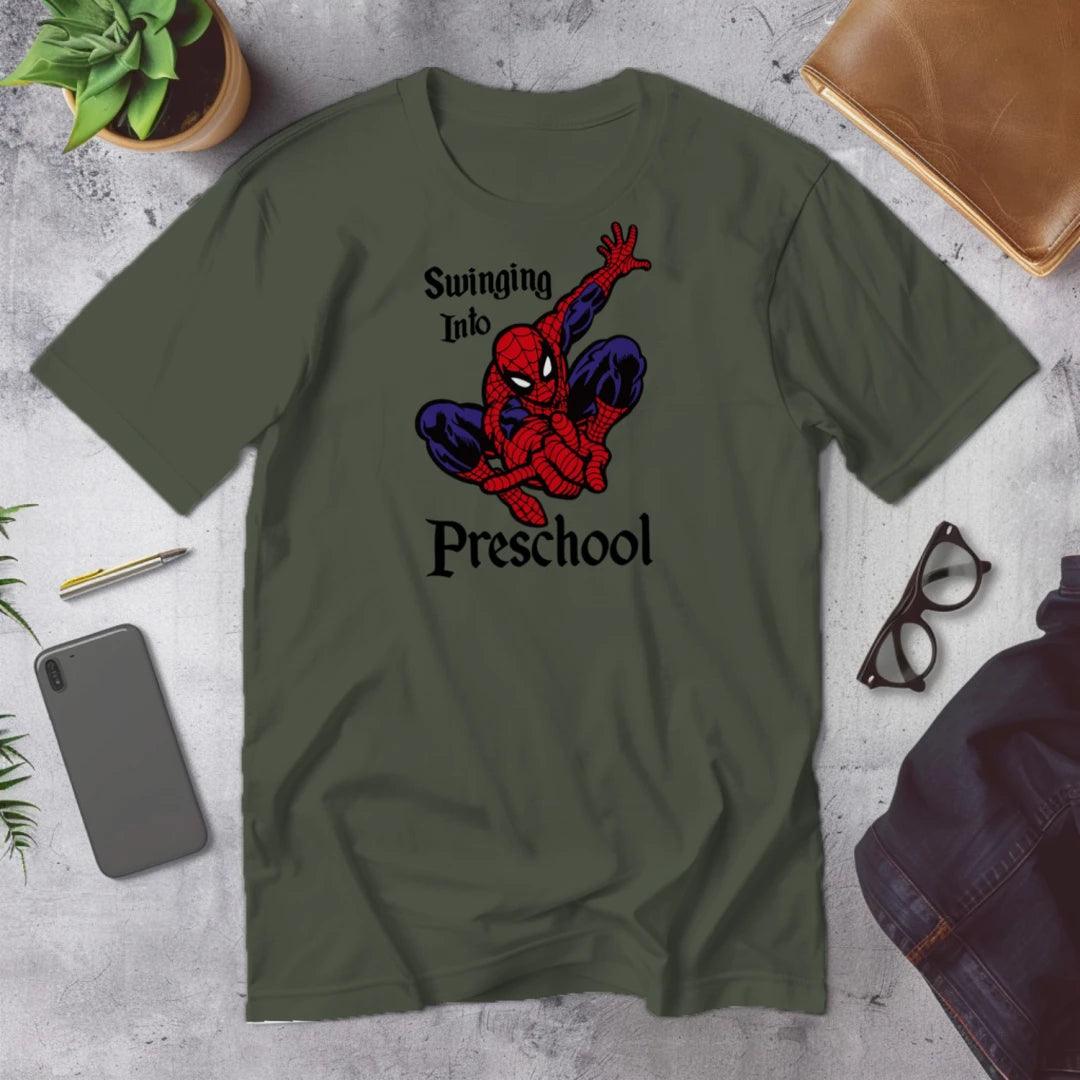 🕷️🕸️ "Swinging Into Preschool" – Spidey Start Tee 🏫💥