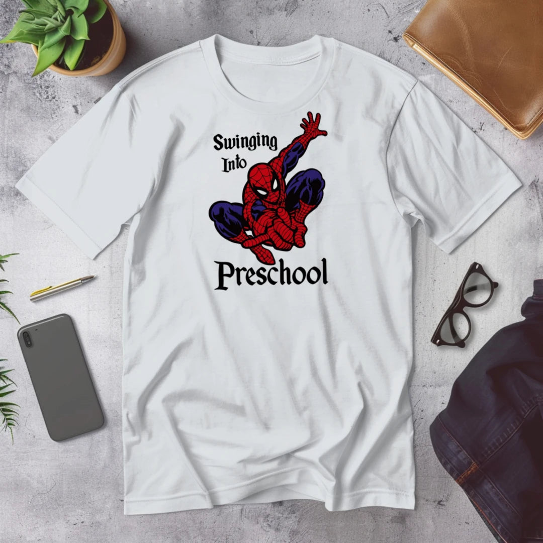 🕷️🕸️ "Swinging Into Preschool" – Spidey Start Tee 🏫💥