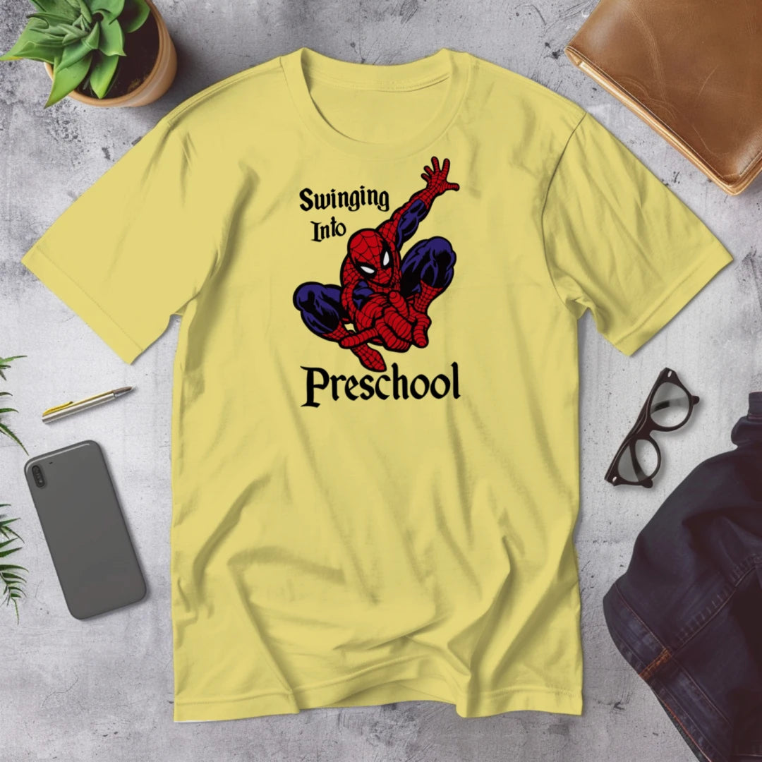 🕷️🕸️ "Swinging Into Preschool" – Spidey Start Tee 🏫💥
