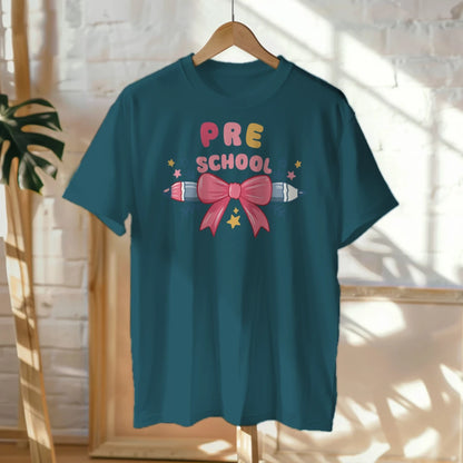 🎀✏️ "Pretty & Pre-K" – Pencil Bowtie Tee 💖🎒