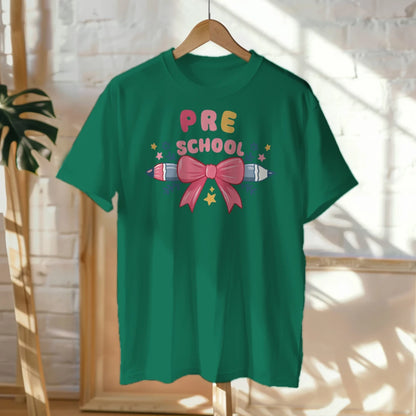 🎀✏️ "Pretty & Pre-K" – Pencil Bowtie Tee 💖🎒