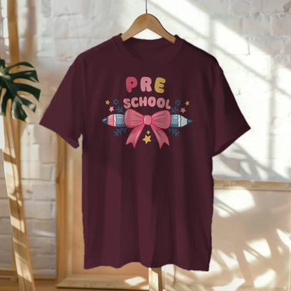 🎀✏️ "Pretty & Pre-K" – Pencil Bowtie Tee 💖🎒