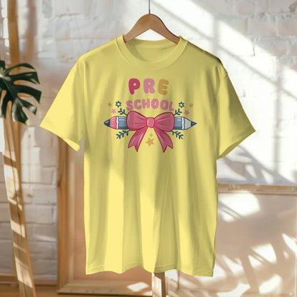 🎀✏️ "Pretty & Pre-K" – Pencil Bowtie Tee 💖🎒