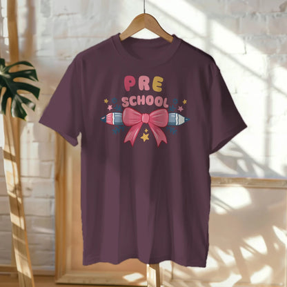 🎀✏️ "Pretty & Pre-K" – Pencil Bowtie Tee 💖🎒