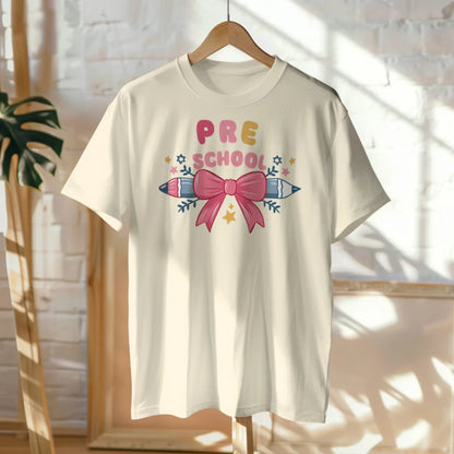 🎀✏️ "Pretty & Pre-K" – Pencil Bowtie Tee 💖🎒