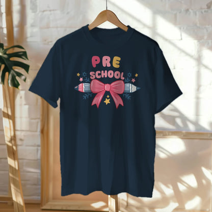 🎀✏️ "Pretty & Pre-K" – Pencil Bowtie Tee 💖🎒