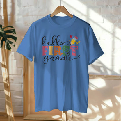 🎨📚 Hello First Grade! – Whimsical & Bright Tee for Big School Energy 💫💕