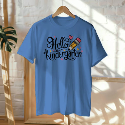 ✏️💖 "Hello Kinder" – Cursive Pencil Heart Tee for First Day ✨🎒
