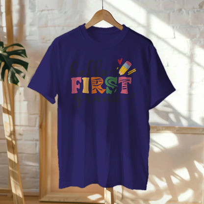 🎨📚 Hello First Grade! – Whimsical & Bright Tee for Big School Energy 💫💕