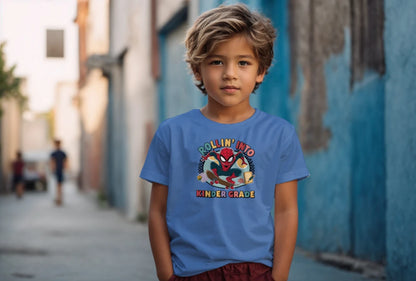 🕷️🛹 "Rollin’ Into Kindergarten!" – Skater Superhero First Day Tee 💥📚