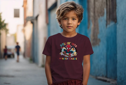 🕷️🛹 "Rollin’ Into Kindergarten!" – Skater Superhero First Day Tee 💥📚