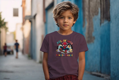 🕷️🛹 "Rollin’ Into Kindergarten!" – Skater Superhero First Day Tee 💥📚
