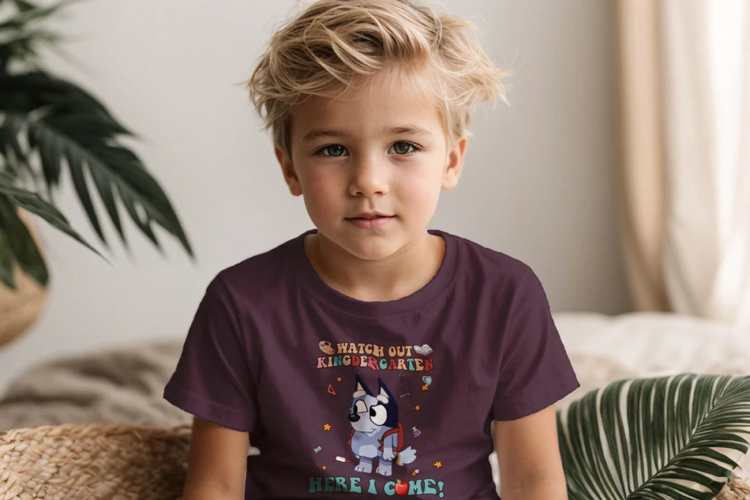 🧦🎓 "Watch Out, Kindergarten!" – Bluey-Inspired First Day Tee 🍎✨