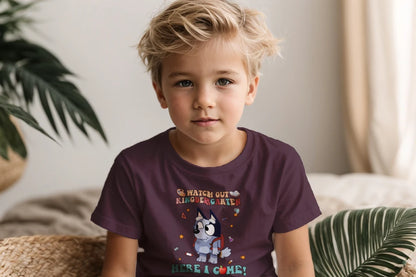 🧦🎓 "Watch Out, Kindergarten!" – Bluey-Inspired First Day Tee 🍎✨