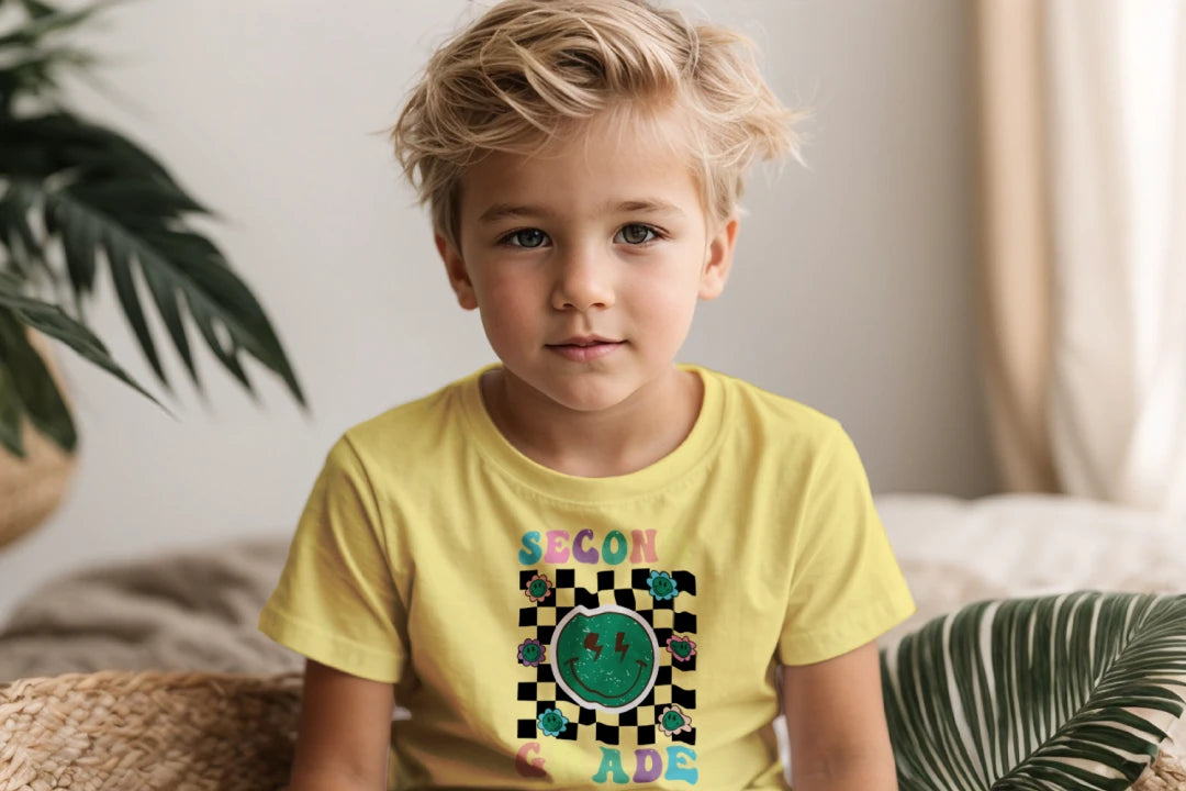 ⚡ Second Grade – Smiley Power Retro Vibes 😎🟢
