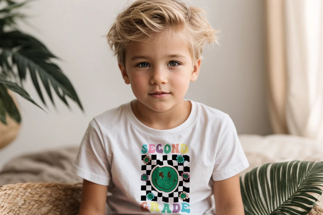 ⚡ Second Grade – Smiley Power Retro Vibes 😎🟢