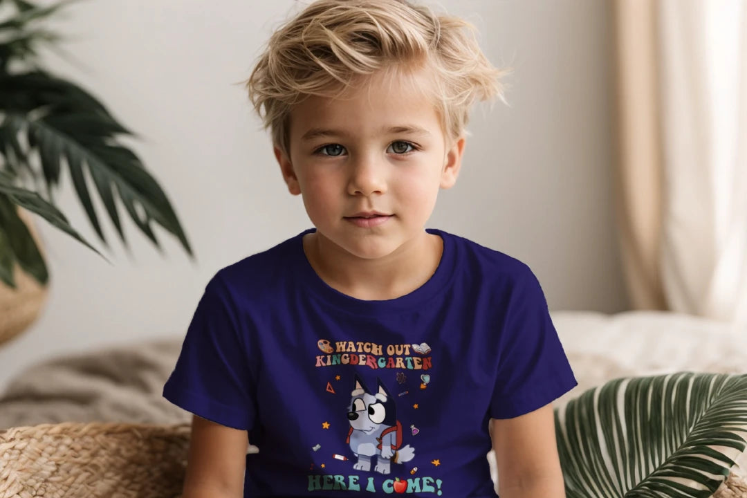 🧦🎓 "Watch Out, Kindergarten!" – Bluey-Inspired First Day Tee 🍎✨