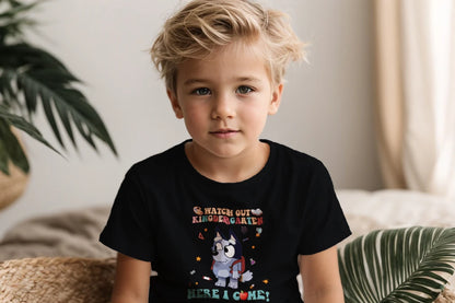 🧦🎓 "Watch Out, Kindergarten!" – Bluey-Inspired First Day Tee 🍎✨