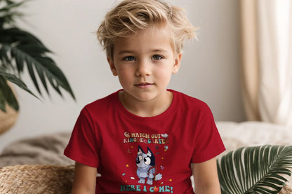 🧦🎓 "Watch Out, Kindergarten!" – Bluey-Inspired First Day Tee 🍎✨