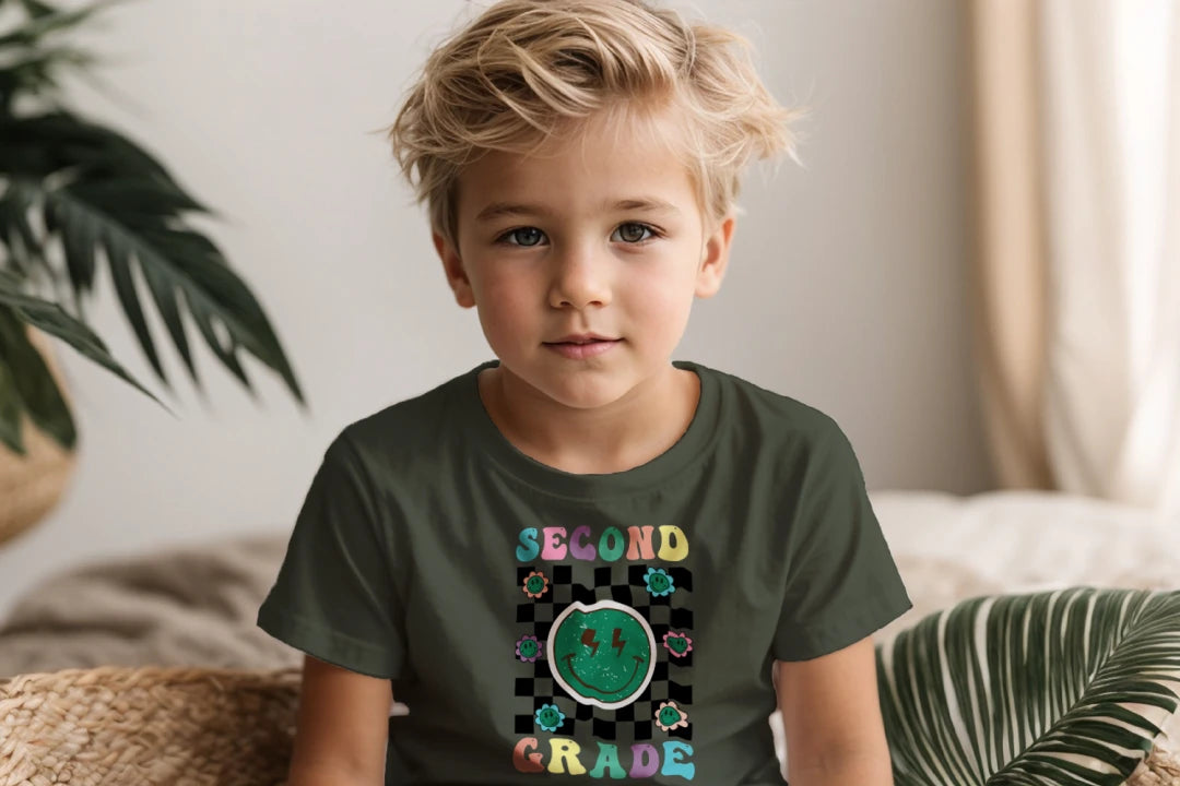 ⚡ Second Grade – Smiley Power Retro Vibes 😎🟢