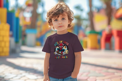 🕷️🛹 Rollin' Into First Grade – Spider Hero Skate Tee 🎮✨
