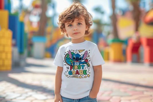 🌍✨ First Grade World Explorer – Stitch Edition 🌈💙