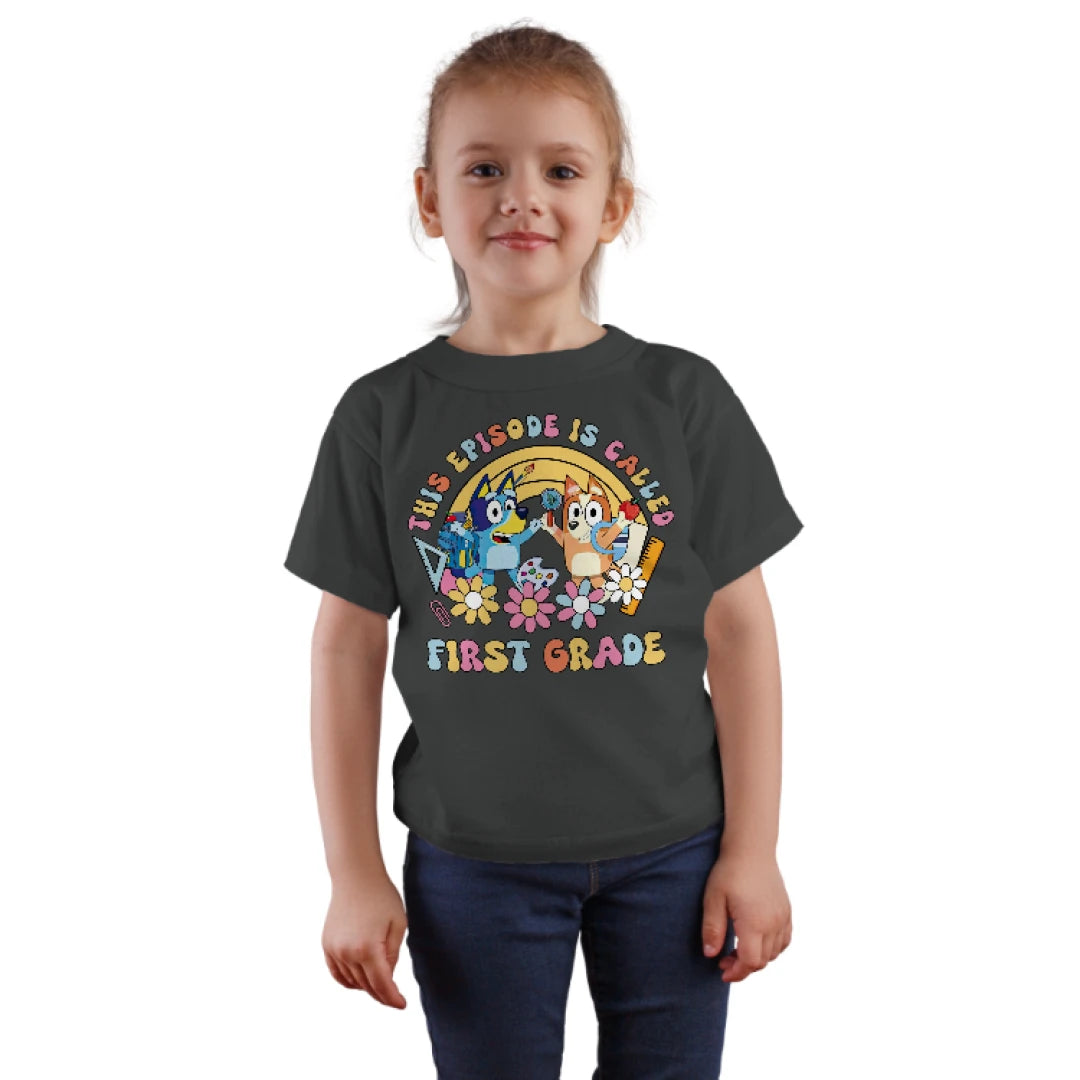 🐾✨ This Episode is Called: First Grade! – Bluey & Bingo School Adventure Tee 🎒📚