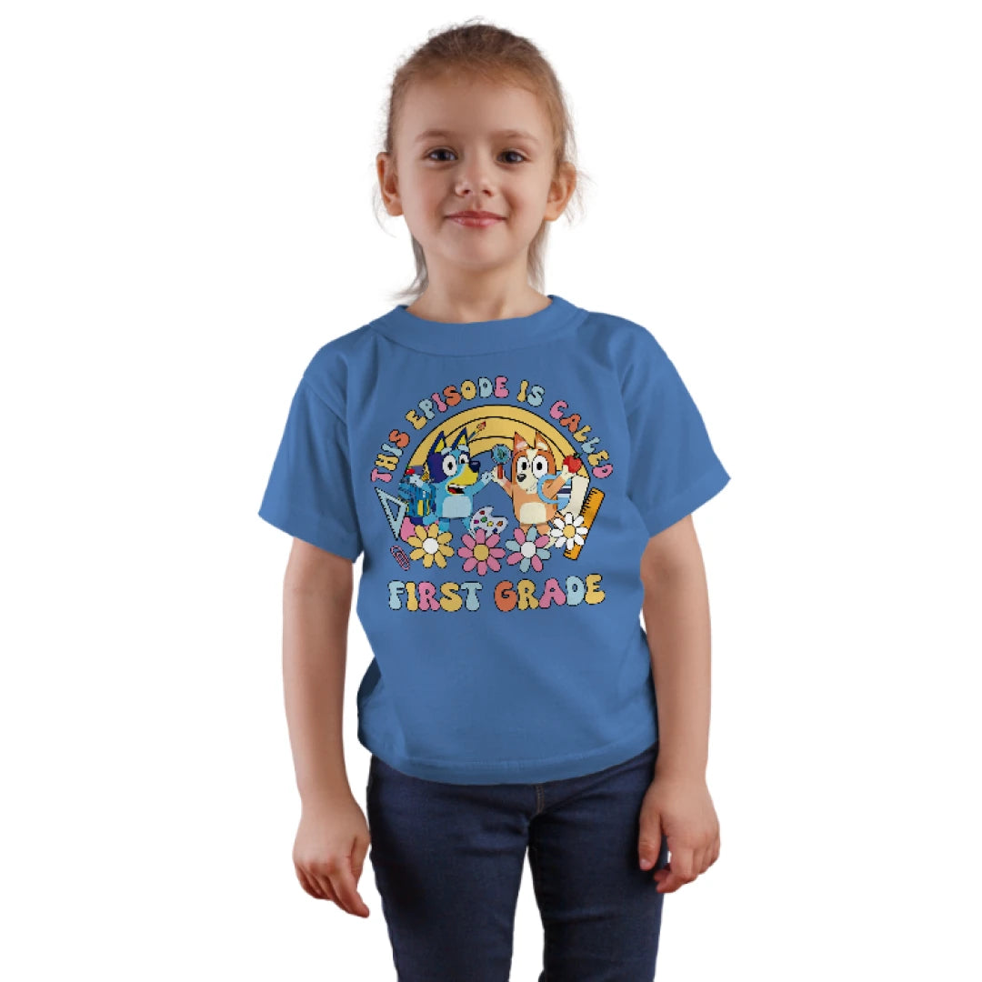 🐾✨ This Episode is Called: First Grade! – Bluey & Bingo School Adventure Tee 🎒📚