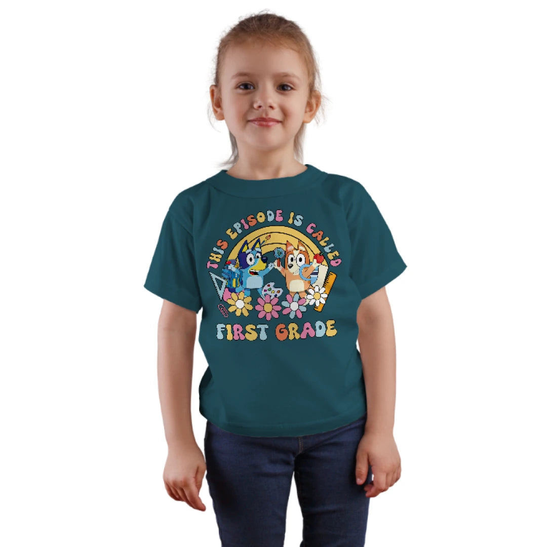 🐾✨ This Episode is Called: First Grade! – Bluey & Bingo School Adventure Tee 🎒📚